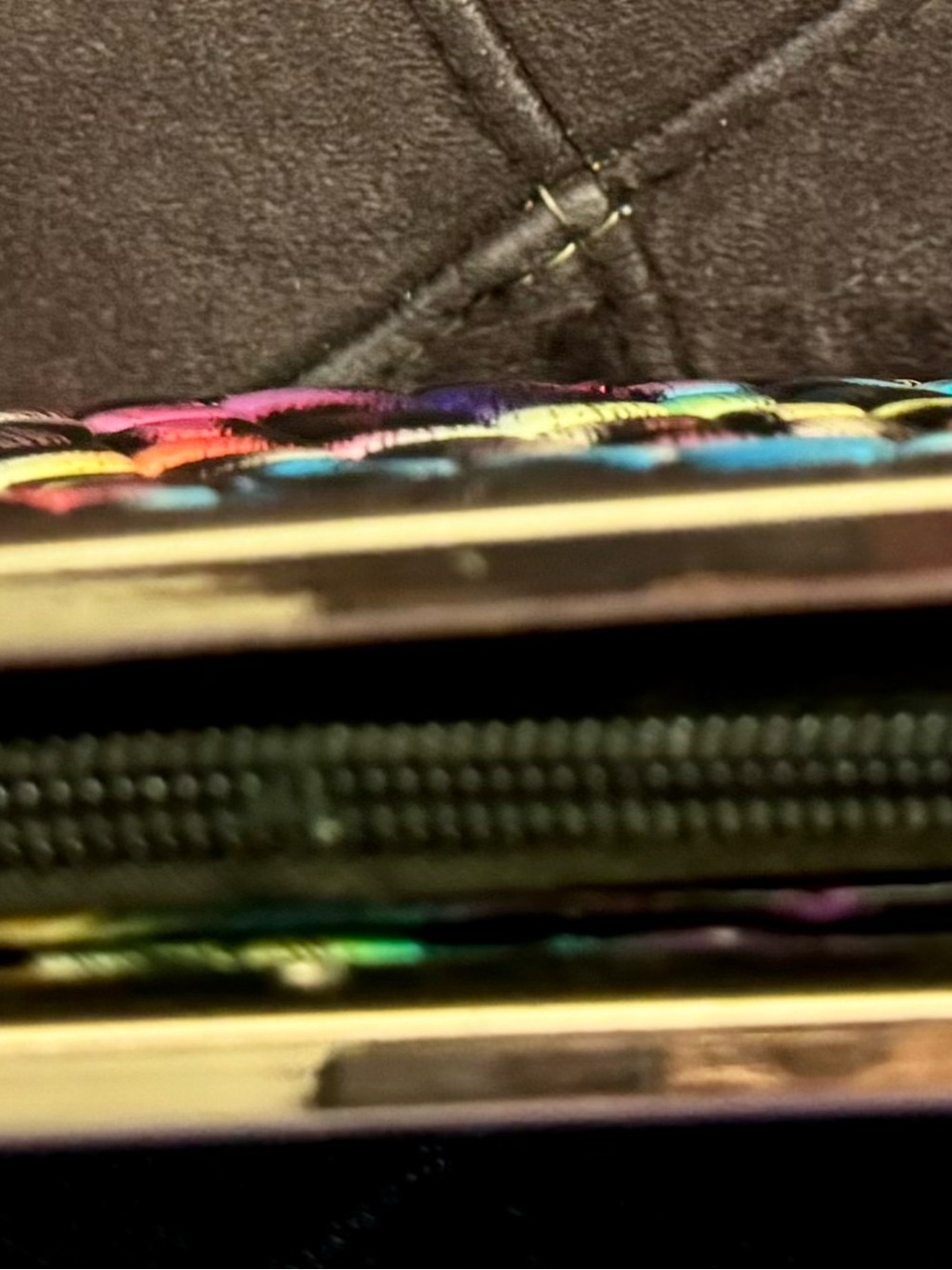 Multicolor Croc-Embossed Wristlet Clutch with Black Accents - Picture 5 of 7